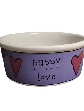 'Puppy Love" Stoneware Dog Food Dish Bowl - Ursula Dodge for Signature 7.5"